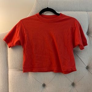 Urban renewal red faded cropped tee (never worn)